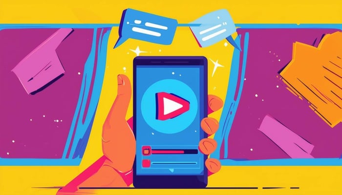 An image of a video playing on a smartphone.