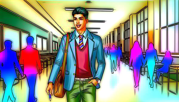 a bright colorful image of the cool guy in school